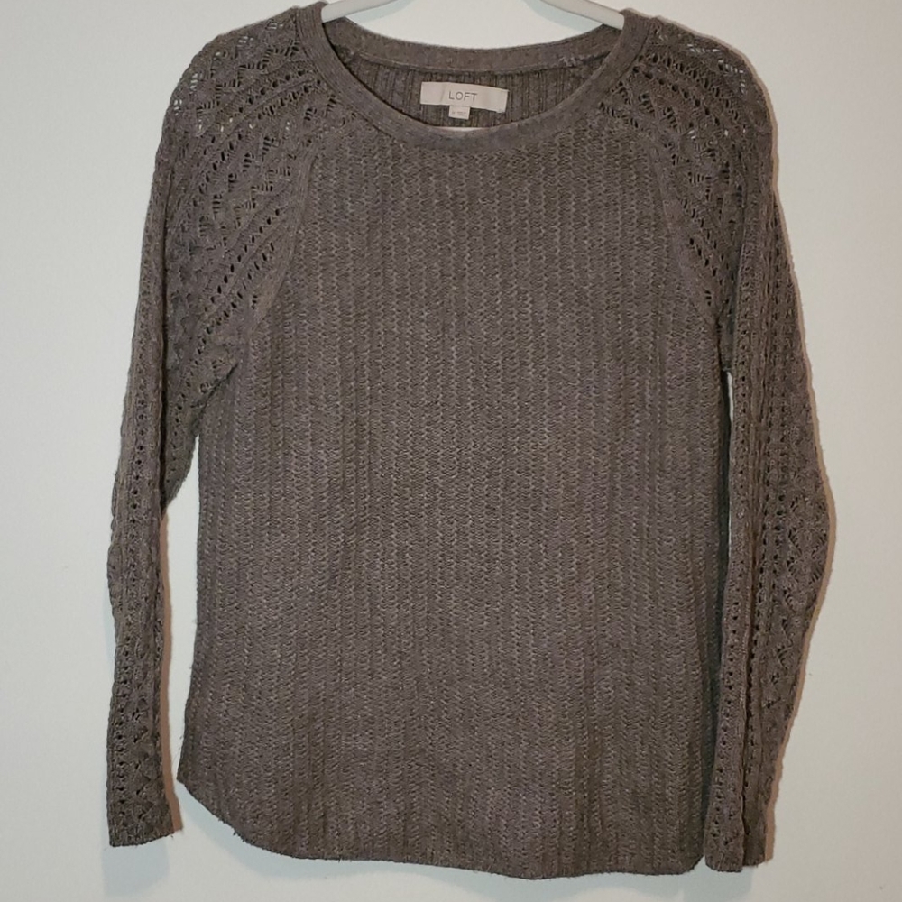 LOFT Brown Cable Knit Sweater